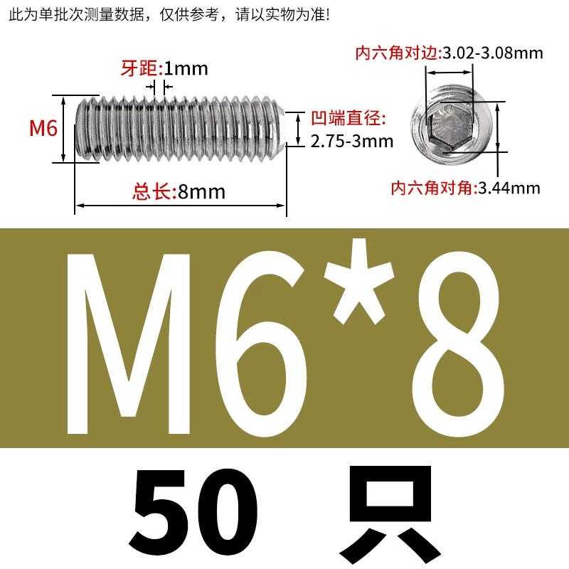 DIN916/GB80 M1.6-16 304/316 Stainless Steel Setting Screw | Concave End Headless Machine Screw Top Wire Stop Nail