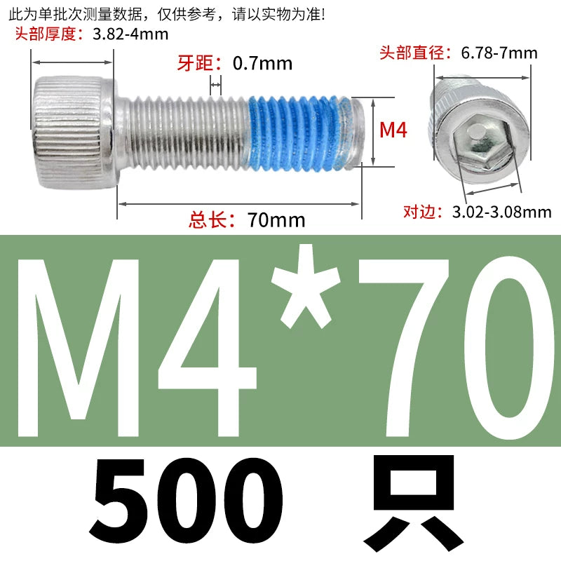 DIN912 Screw M1.4-M24  304 Stainless Steel Cup Head Hex Socket Coated Anti-Loose Bolt