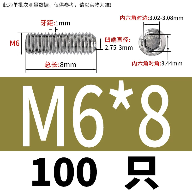 916K Headless Set Screw 304/316L Stainless Steel Hex Socket Knurled Concave End Threaded