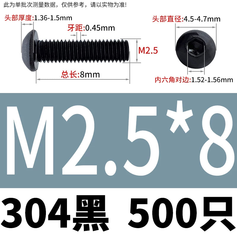 ISO7380 304 Black/12.9 Grade Screw  M3-M12 Hex Socket Round Head Button Head Fastener
