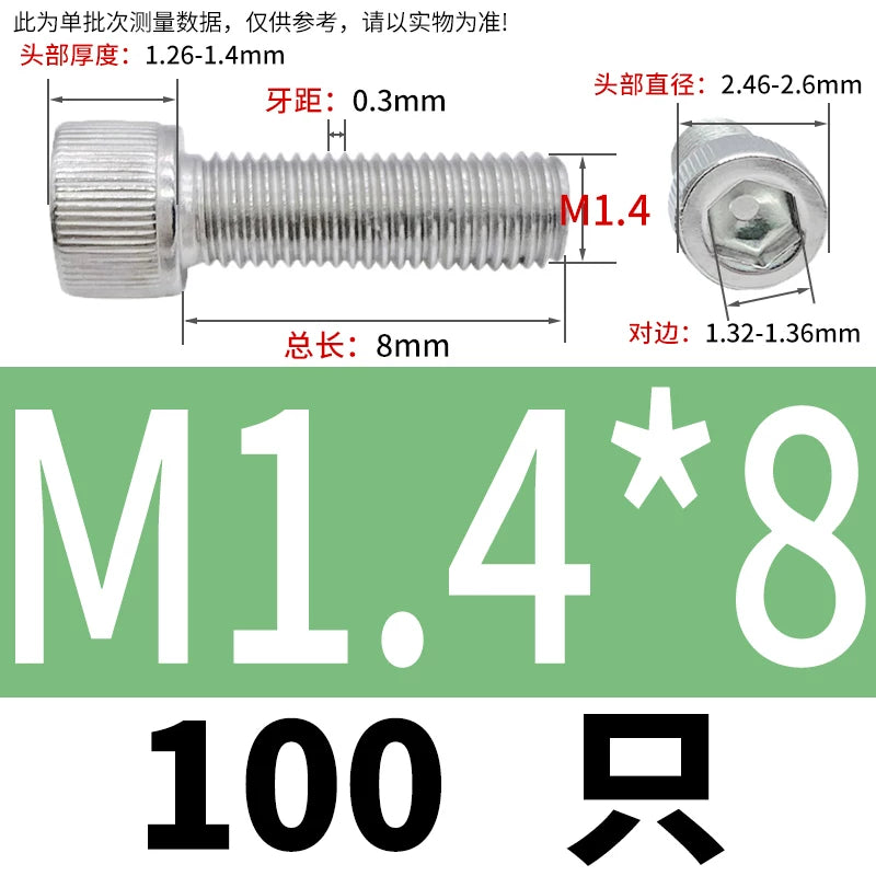 DIN912 M1.4 M2.5 M3.5-M6 304 Stainless Steel Screw Super Long Machine Screw Cup/Cylindrical Head Hexagon