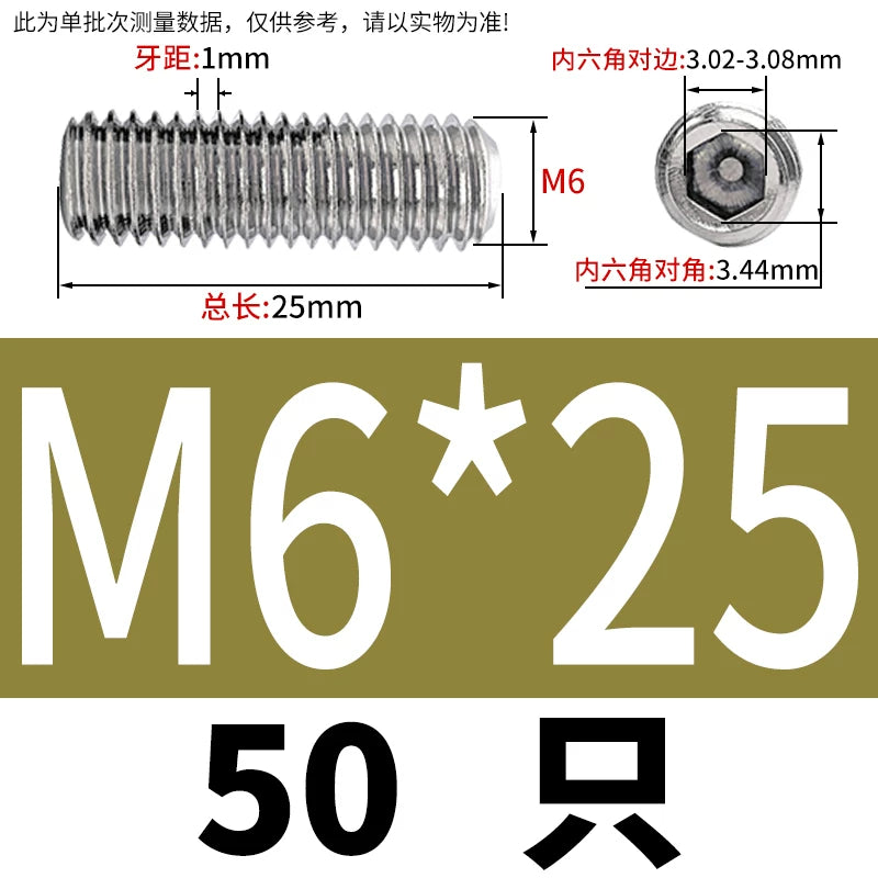 DIN913/GB77 M1.6-M20 Headless Set Screw 304 Stainless Steel Hex Socket Flat End Grub Screw