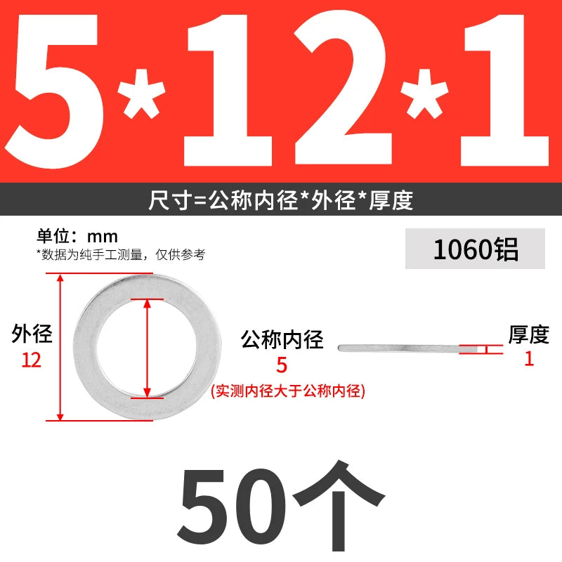 1060 Aluminum High-Temp Washers Heat Resistant Sealing Flat Gaskets for Industrial Use