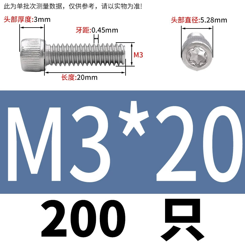 M2 & M3 Black 304 Stainless Steel Torx Socket Head Cap Screws | Knurled ISO 14580