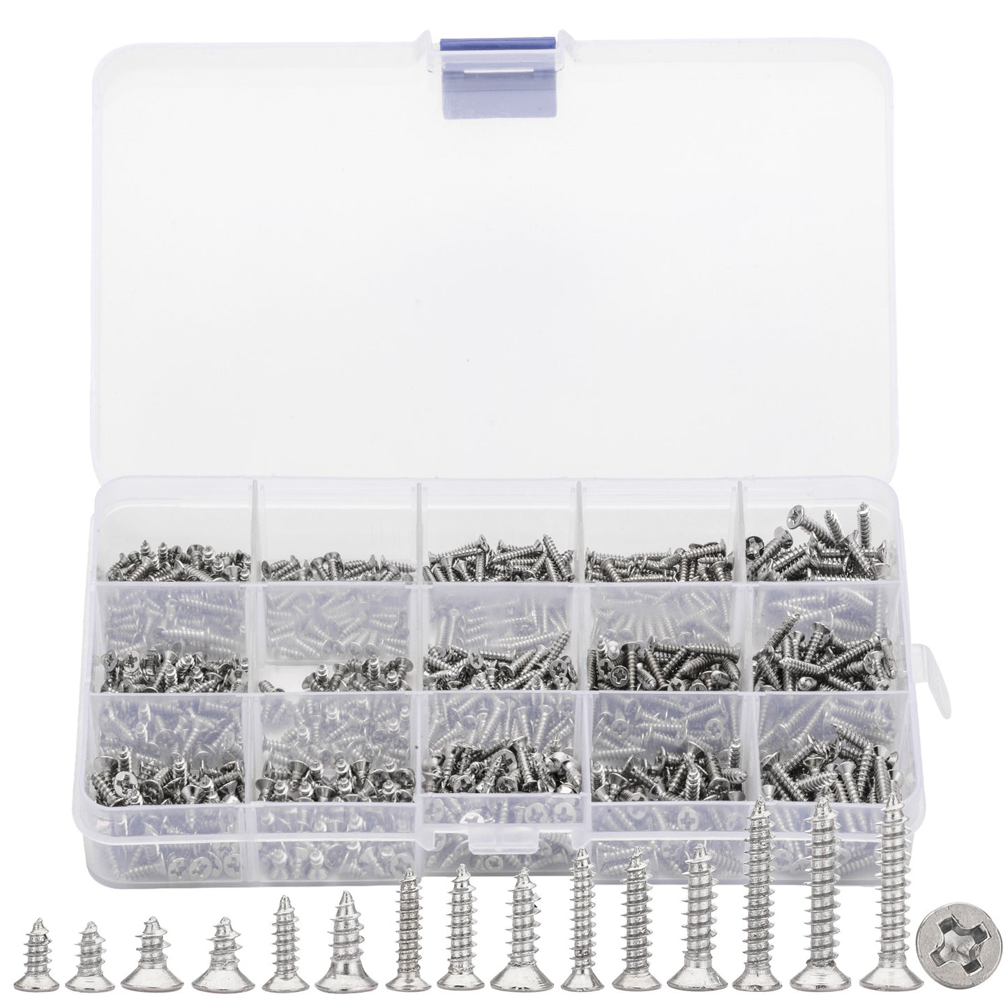 Carbon steel nickel-plated self-tapping screws set Cross slot countersunk self-tapping screws Household screws Boxed screws for Household Repair