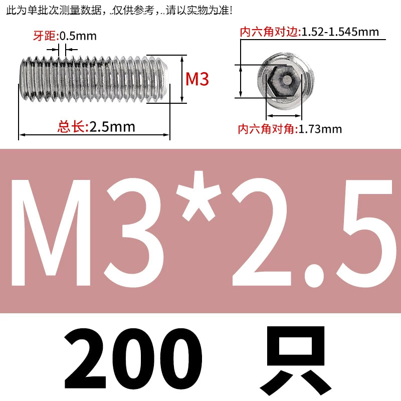 DIN913/GB77 M1.6-M20 Headless Set Screw 304 Stainless Steel Hex Socket Flat End Grub Screw