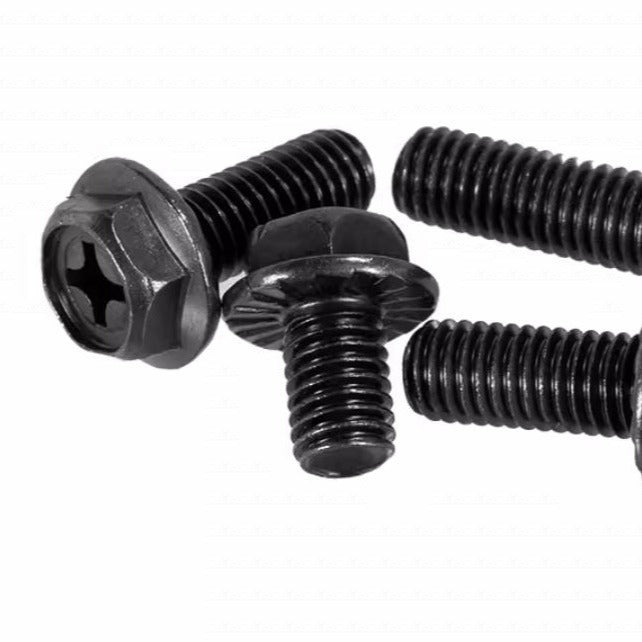 Carbon Steel Black Zinc Plated Cross Flange Screws Outer Hexagon Cave Flange Bolts Toothed Screws for Furniture & Machinery Assembly