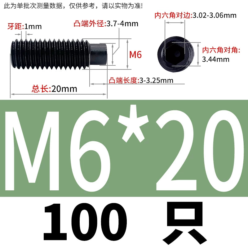GB79/DIN915 M2.5-M16 Convex End Screw 12.9 Grade Hex Socket Cylindrical Headless Industrial Set Screw