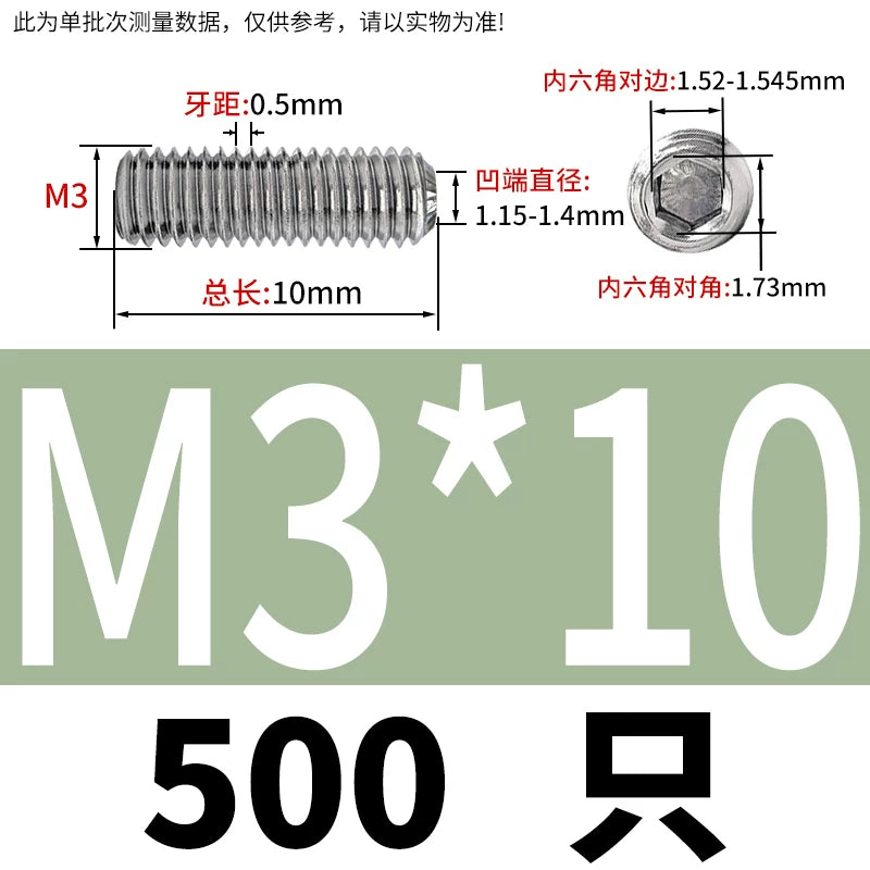 916K Headless Set Screw 304/316L Stainless Steel Hex Socket Knurled Concave End Threaded