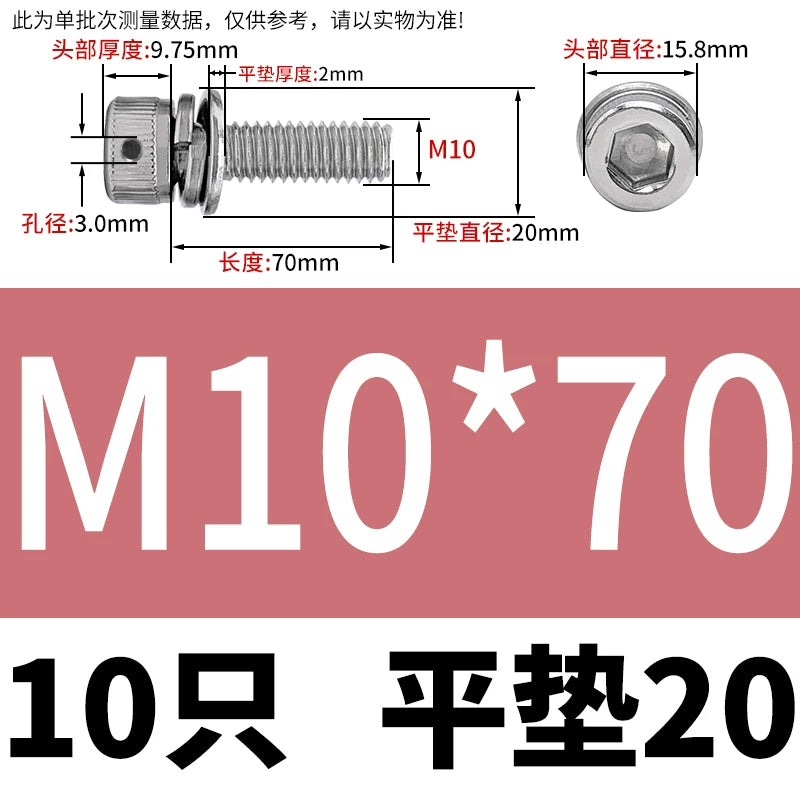 Vented 304/316 SS Socket Head Cap Sems Screws | M3-M8 | Pre-assembled Washers & Sealing Wire Hole