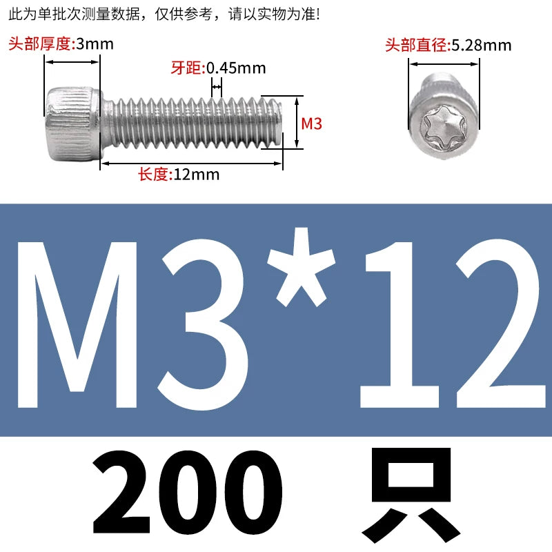 M2 & M3 Black 304 Stainless Steel Torx Socket Head Cap Screws | Knurled ISO 14580