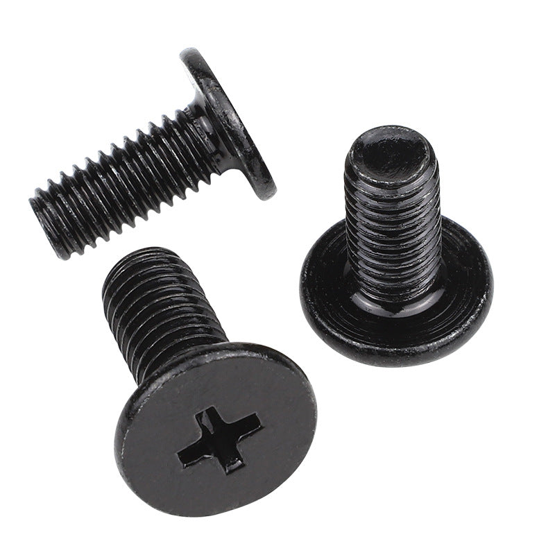 M2 M3 M4 M5 M6 Carbon Steel Black Large Thin Flat Head Screws - Phillips Flat Head Machine Screws for Furniture and DIY Hardware