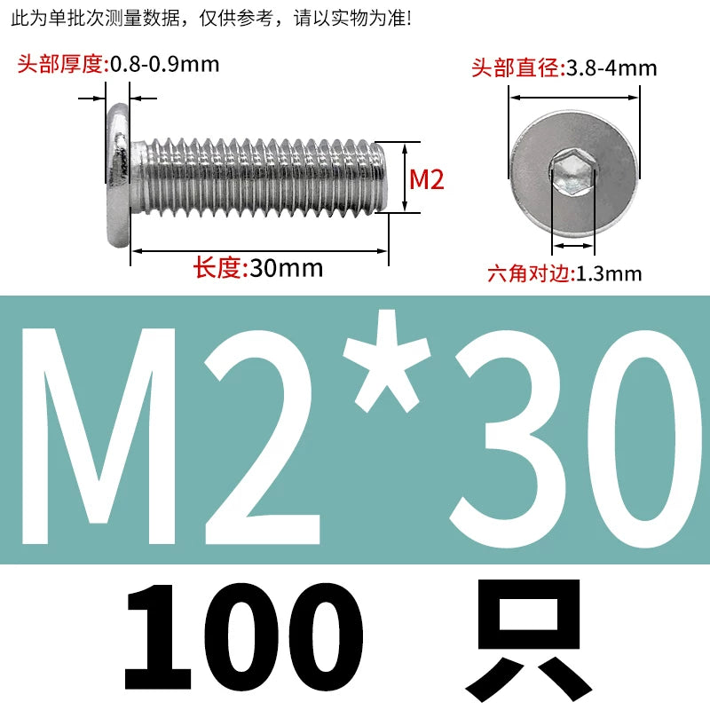 10.9 / 304 Stainless Steel Black Hex Screw CM Ultra-Thin Large Flat Head Low Profile C-Head Flat Shank M1.6-M12