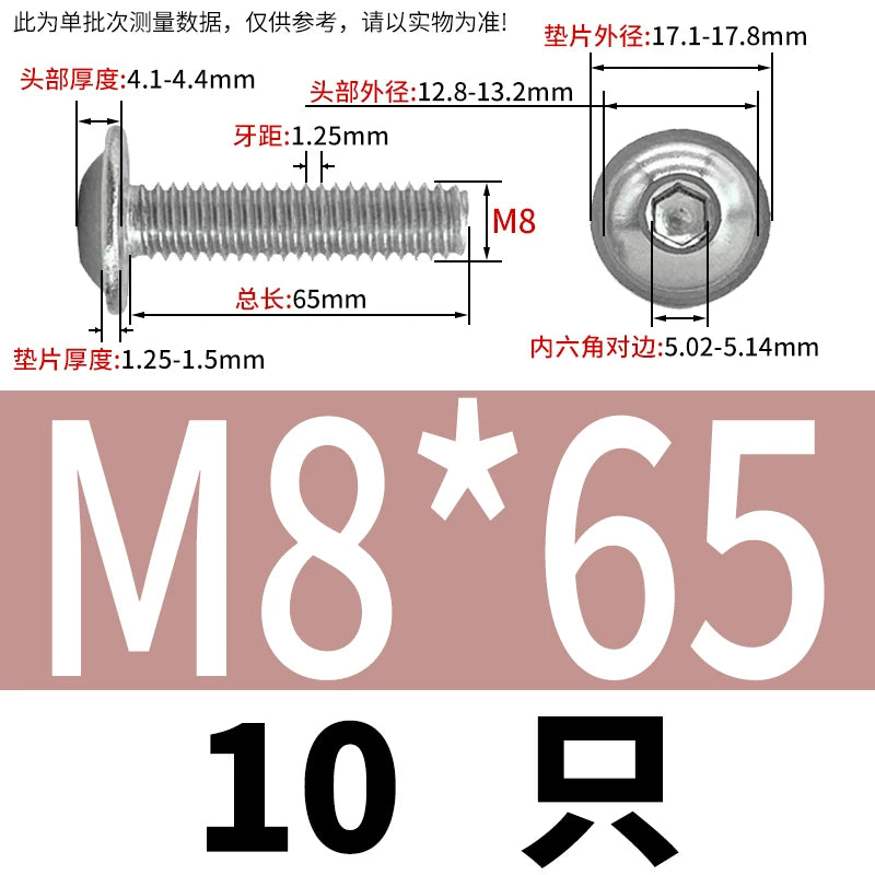 ISO7380.2  M2-M10 Hex Socket Screw 304/316 Stainless Steel Pan Head Flanged Padded Screw