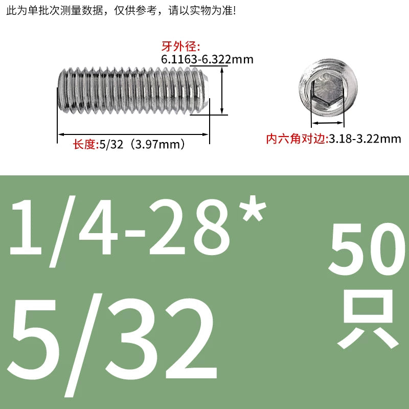 10#-32 1/4-28 3/8-24 UNF Set Screw 304 SS US Hex Fine Thread Imperial Fastener