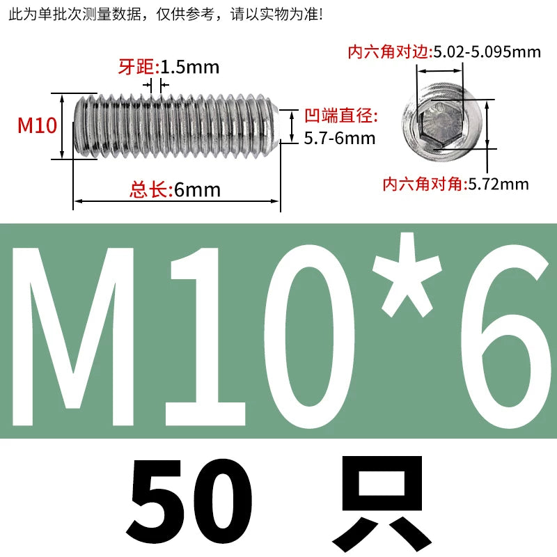 DIN916/GB80 M1.6-16 304/316 Stainless Steel Setting Screw | Concave End Headless Machine Screw Top Wire Stop Nail
