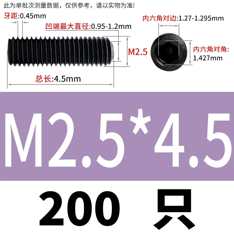 DIN916/GB80 M1.6-M24 Concave End Screw | 12.9 Grade Hex Socket Headless Industrial Set Screw