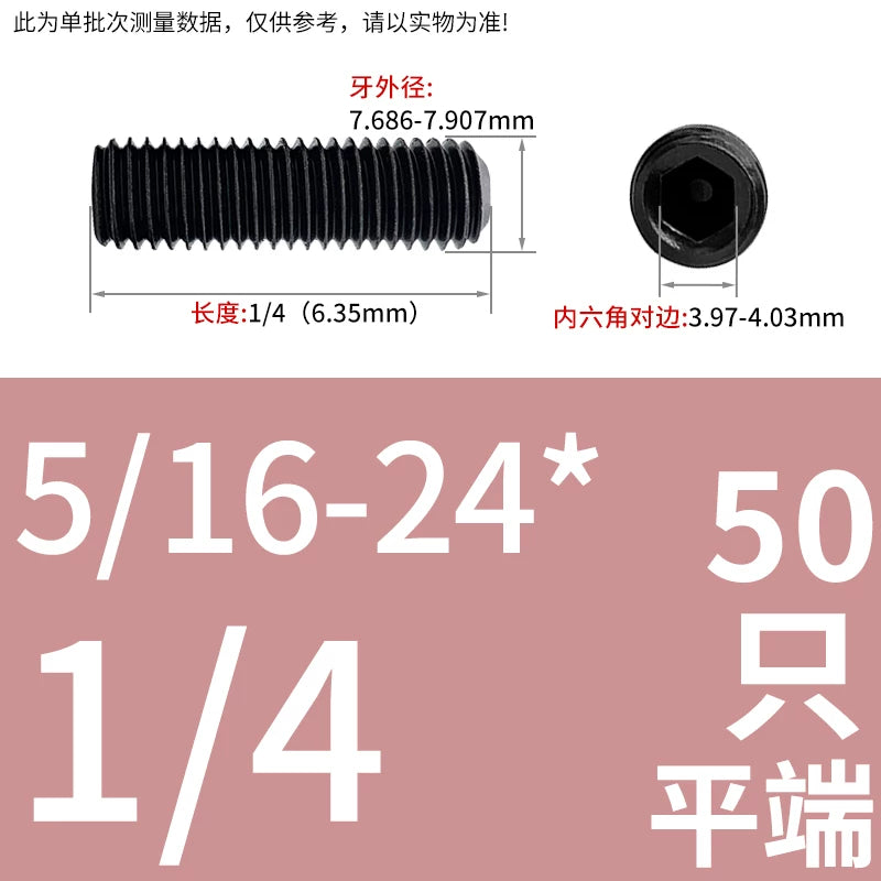 2 #-3/4UNC/UNF Grade 12.9 Screw Imperial Concave End Hex Headless Machine Rice Stop Screw