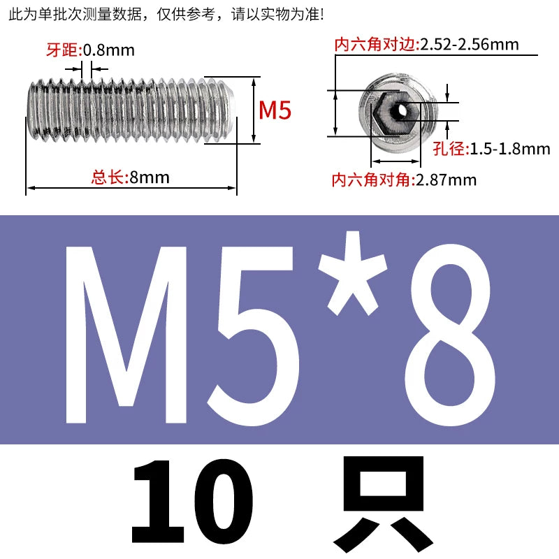 DIN913 Hex Socket Set Screw 304/316 Hollow Perforated Vacuum Exhaust Screw