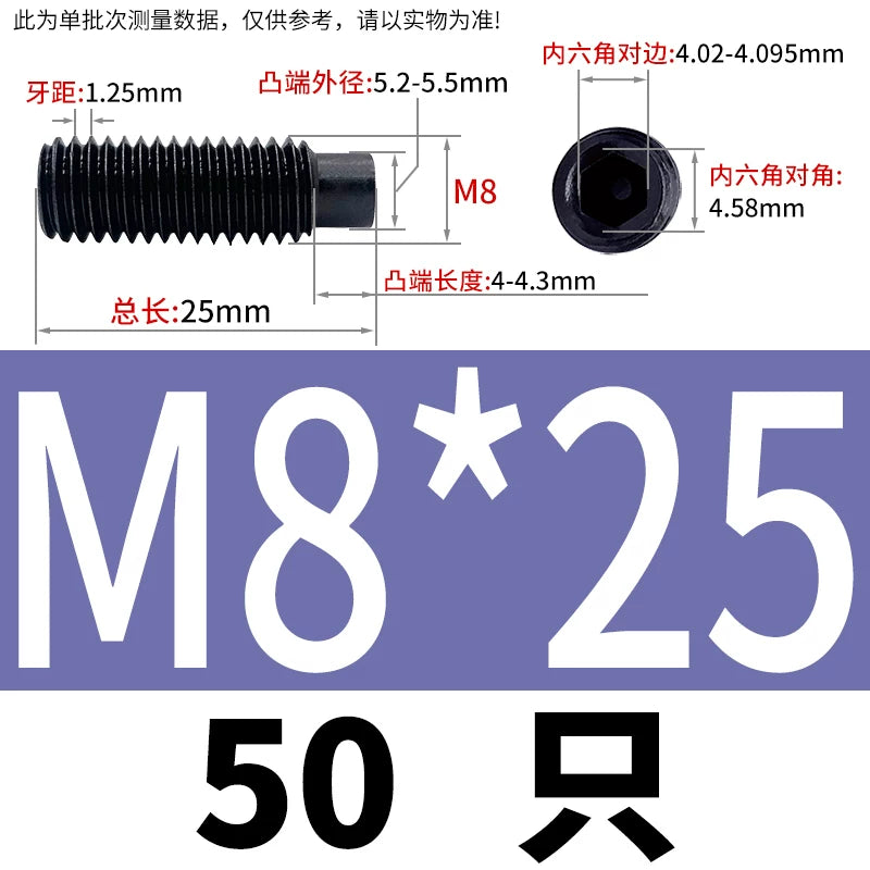 GB79/DIN915 M2.5-M16 Convex End Screw 12.9 Grade Hex Socket Cylindrical Headless Industrial Set Screw