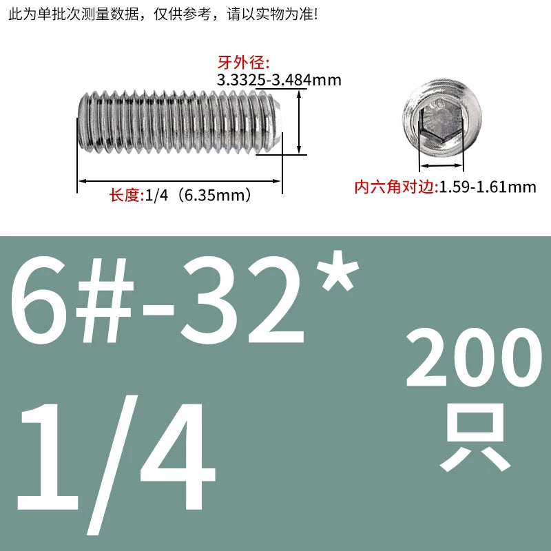 UNC/UNF Stainless Stee Set Screw Inch Headless Hex Socket Concave End Coarse/Fine Thread Screw