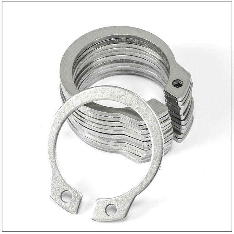 304 Stainless Steel C-Type Spring & Carbon Steel Black Shaft Retaining Ring - Elastic Black Outer Clasp Ring for Mechanical Equipment