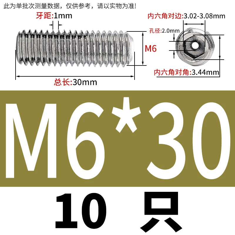 DIN913 Hex Socket Set Screw 304/316 Hollow Perforated Vacuum Exhaust Screw