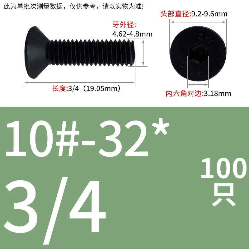 #2 #6 1/2 UNC/UNF/BSW Grade 10.9 Screw Imperial Countersunk Flat Cup Hexagon Precision Screw