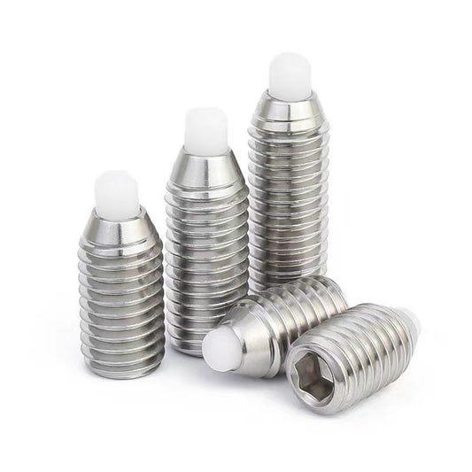 M3/M4/M5/M6/M8 304 stainless steel rubber head plunger setting screw POM rubber head telescopic bead buffer screw for Positioning, Buffering & Anti-Slip Assembly