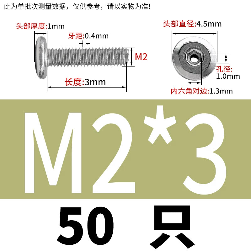 Thin Head Hex Socket Hollow Screws with Chamfered Edge, 304 Stainless Steel Vented Bolts