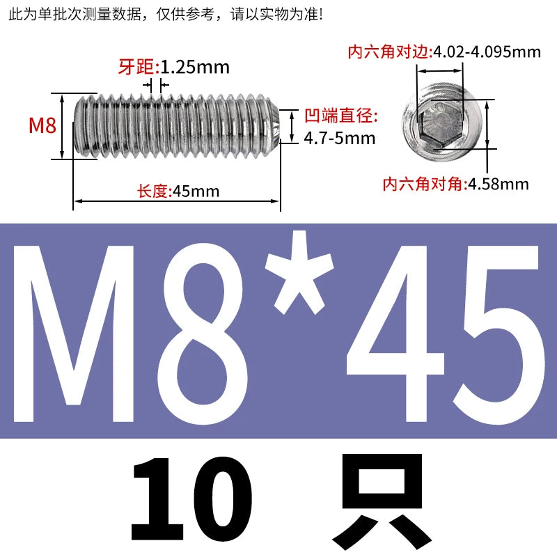 916K Headless Set Screw 304/316L Stainless Steel Hex Socket Knurled Concave End Threaded