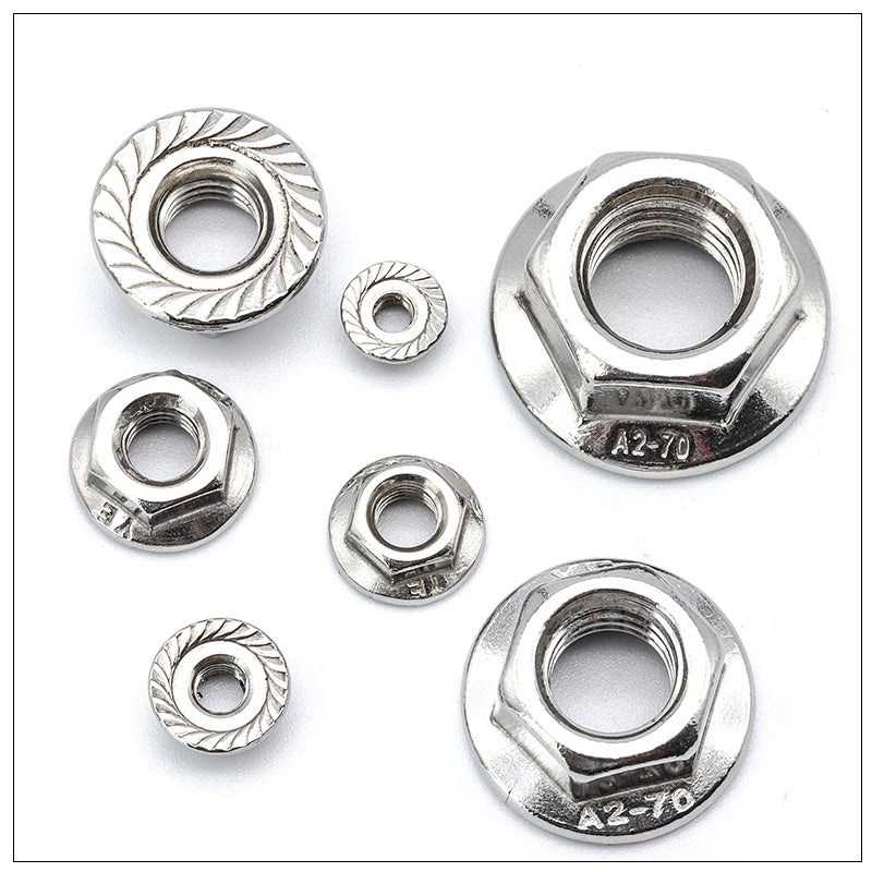 M4 M5 M6 304 Stainless Steel Galvanized Flange Nuts Hex Anti-Skid Flange Nuts with Washer for Industrial Machinery Furniture Assembly Automotive Repair DIY Hardware Fixing