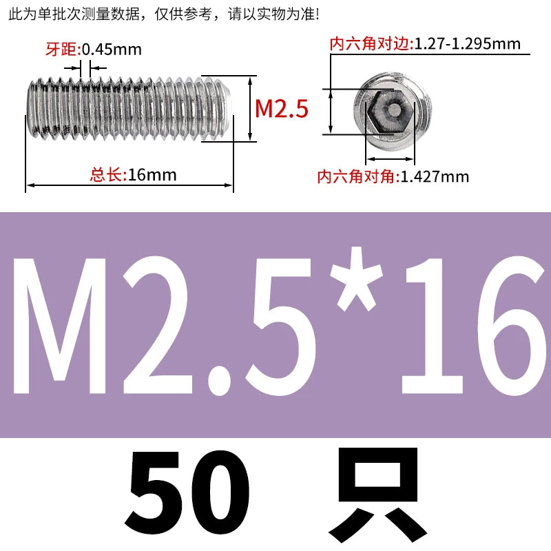 DIN913/GB77 M1.6-M20 Headless Set Screw 304 Stainless Steel Hex Socket Flat End Grub Screw