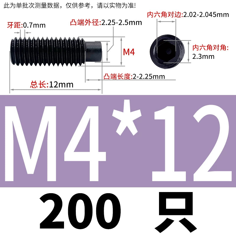 GB79/DIN915 M2.5-M16 Convex End Screw 12.9 Grade Hex Socket Cylindrical Headless Industrial Set Screw