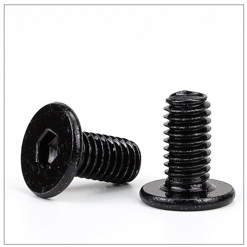 M2M5M6 Carbon Steel Black Zinc Plated Thin Flat Head Hexagon Screws Large Flat Head Hexagon Screws Flat Head Bolts  for Construction & Home Renovation