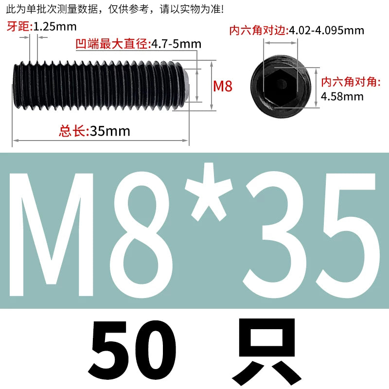 DIN916/GB80 M1.6-M24 Concave End Screw | 12.9 Grade Hex Socket Headless Industrial Set Screw