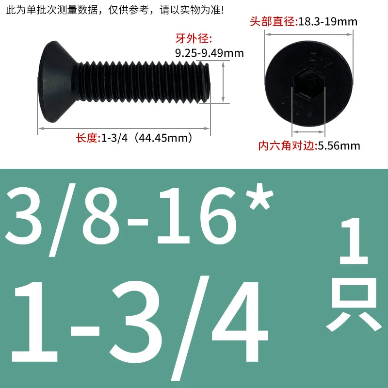 5/16-18 BSW 3/8-16 BSW Fastener 10.9 Grade Black Countersunk Head Hex Screw