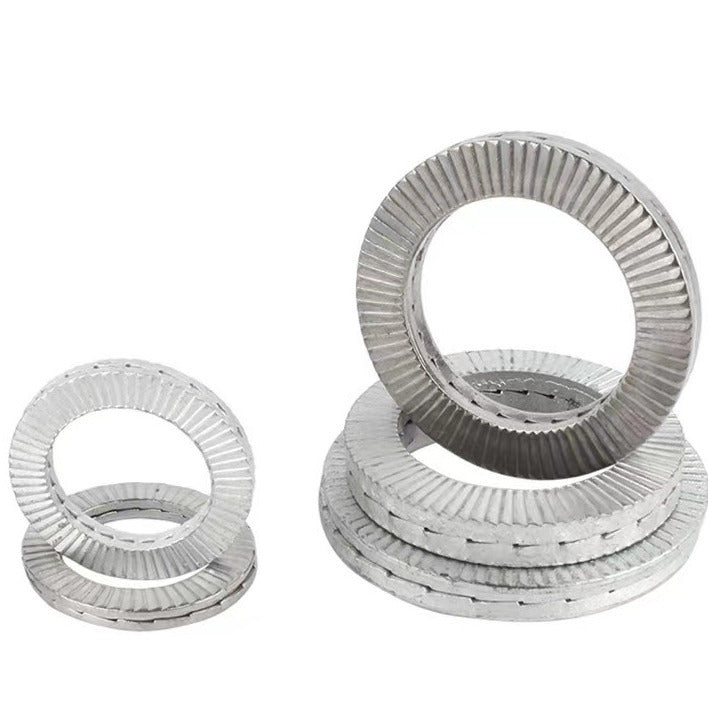 M3M4 304 stainless steel double-stack self-locking anti-loosening gasket 65 manganese occlusion toothed anti-skid locking screw gasket for Machinery & Equipment