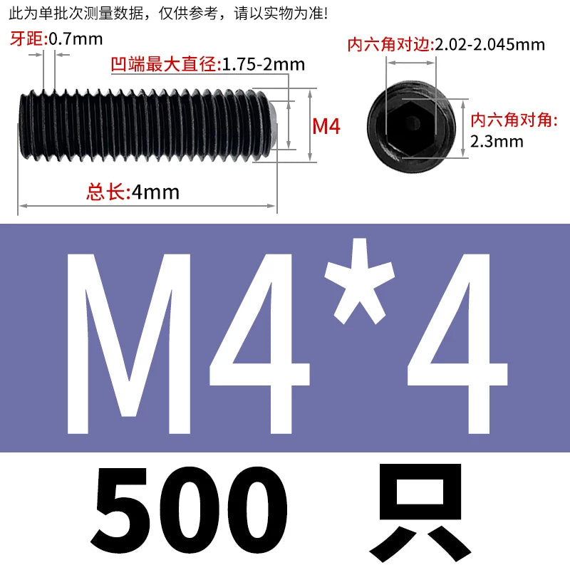 DIN916/GB80 M1.6-M24 Concave End Screw | 12.9 Grade Hex Socket Headless Industrial Set Screw