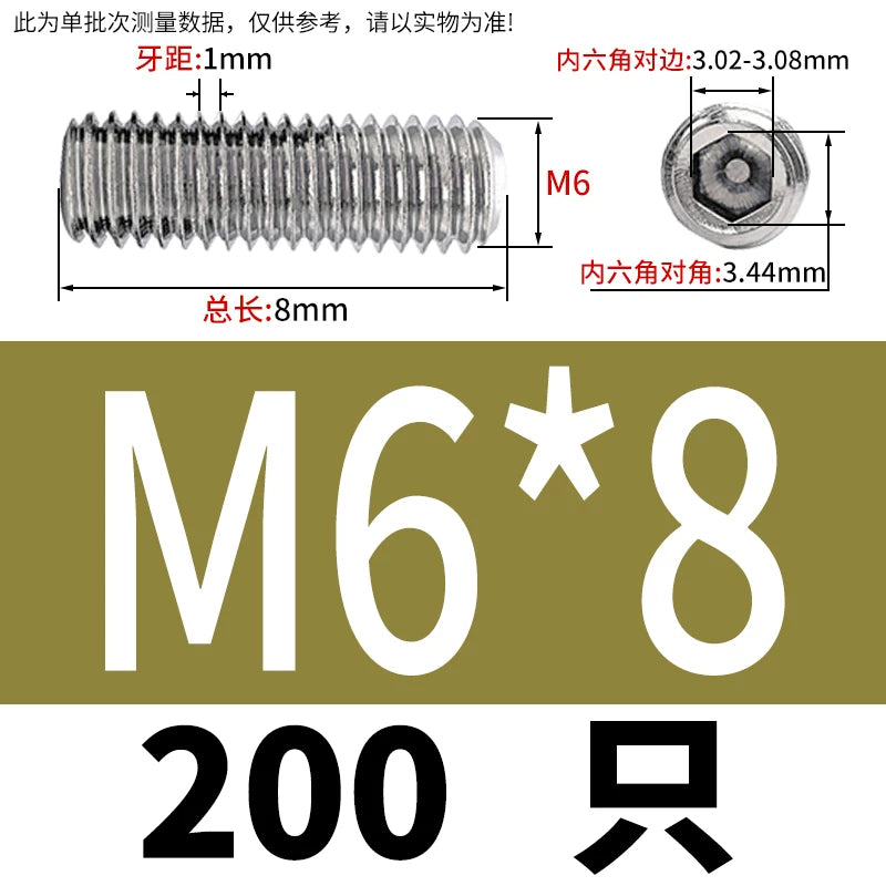DIN913/GB77 M1.6-M20 Headless Set Screw 304 Stainless Steel Hex Socket Flat End Grub Screw