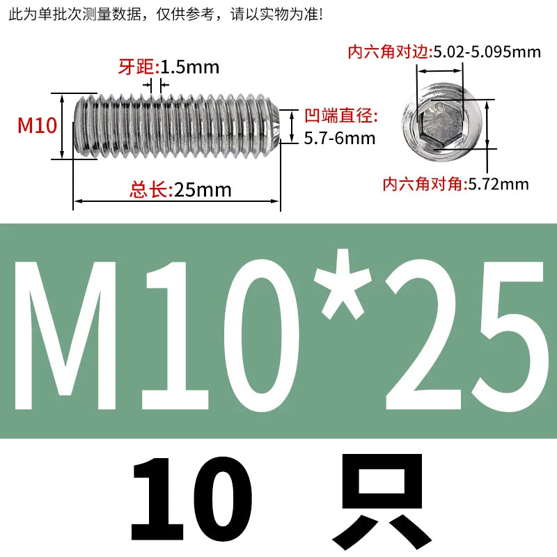 916K Headless Set Screw 304/316L Stainless Steel Hex Socket Knurled Concave End Threaded