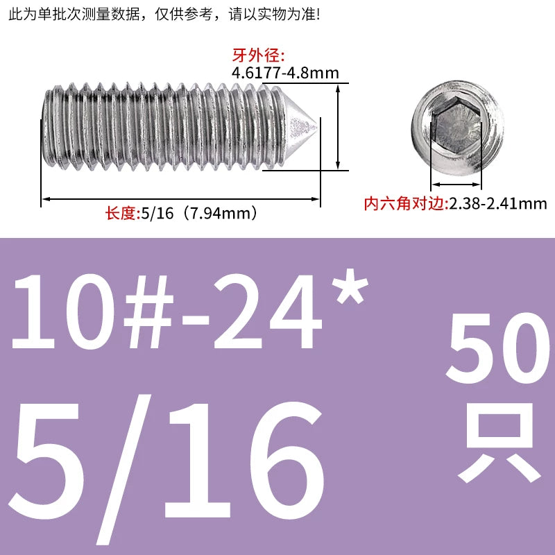 UNC/UNF Imperial Set Screw 304 Stainless Steel Hex Cone End Headless American Bolt