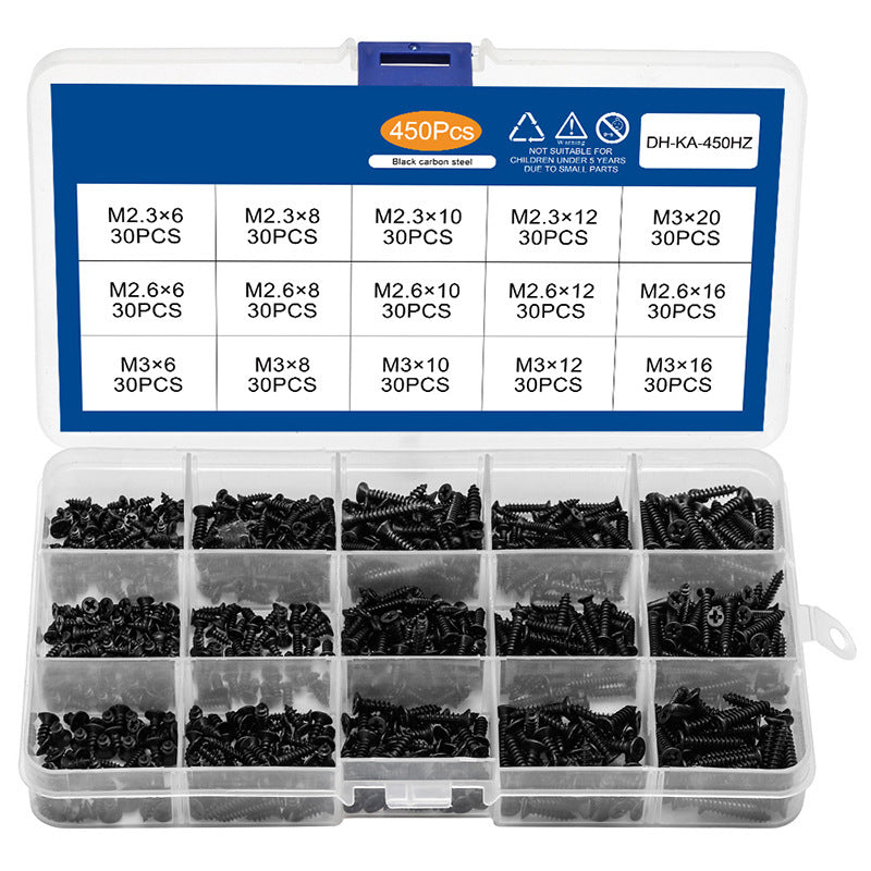 Carbon Steel Flat Head Countersunk Self Tapping Screws Assortment Kit - Screws Box Set for Home Repair and DIY Projects