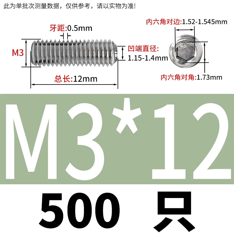916K Headless Set Screw 304/316L Stainless Steel Hex Socket Knurled Concave End Threaded