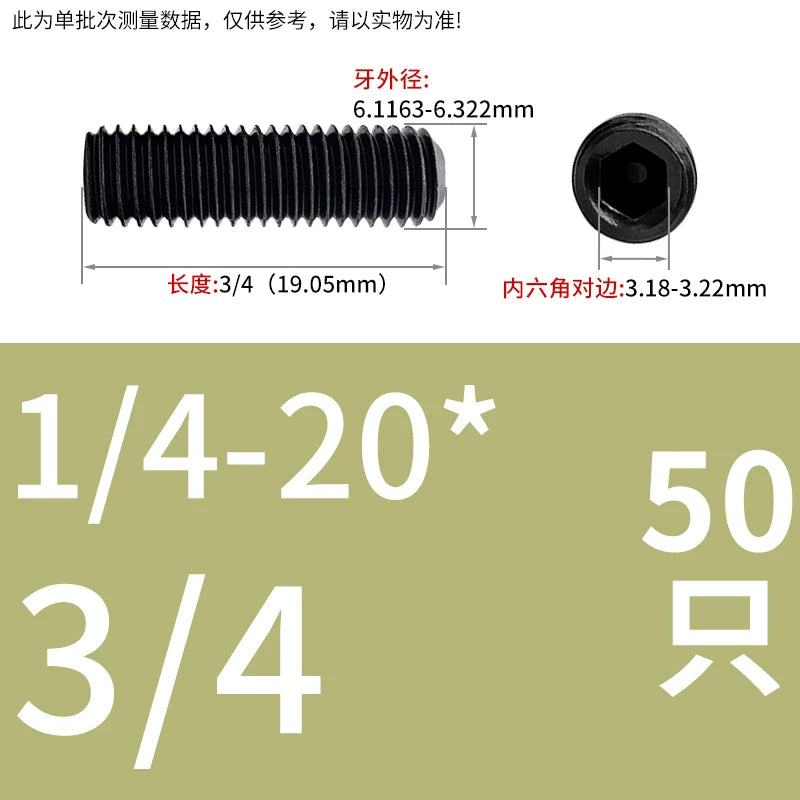2 #-3/4UNC/UNF Grade 12.9 Screw Imperial Concave End Hex Headless Machine Rice Stop Screw