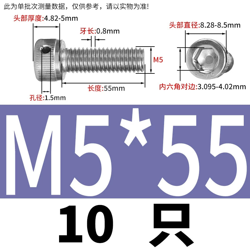 DIN912 Stainless Steel Lead Seal Screw Hex Head Side Hole Anti-Dislodge Fastener