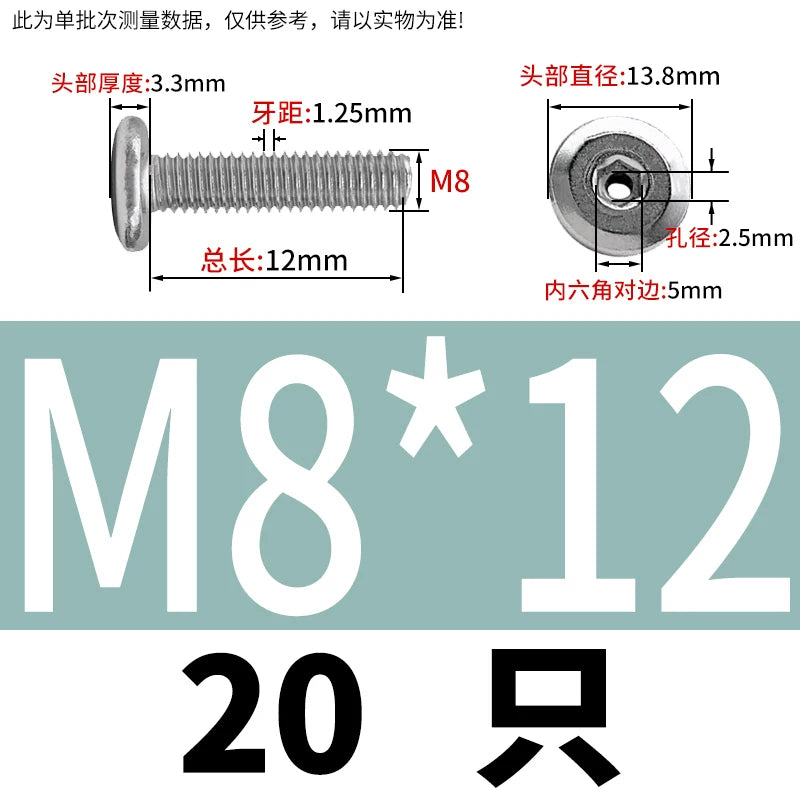 Thin Head Hex Socket Hollow Screws with Chamfered Edge, 304 Stainless Steel Vented Bolts
