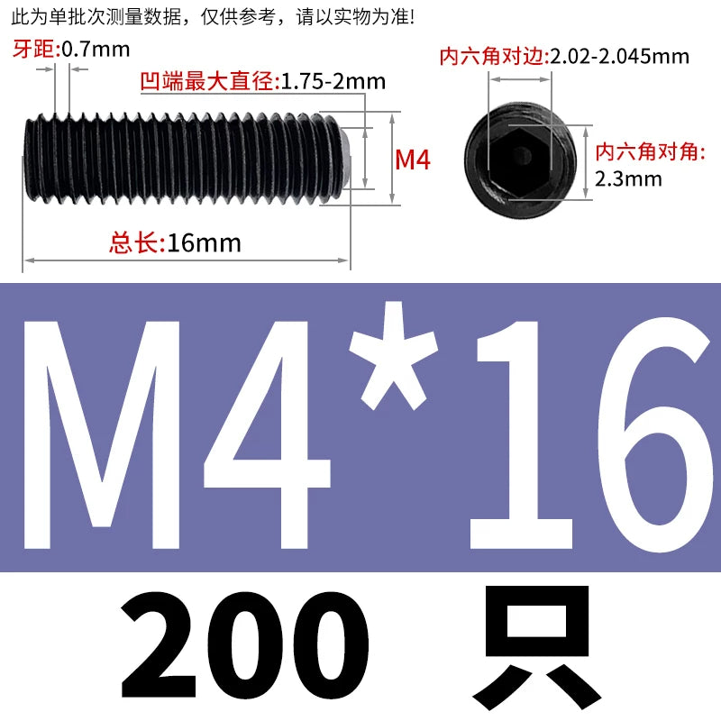 DIN916/GB80 M1.6-M24 Concave End Screw | 12.9 Grade Hex Socket Headless Industrial Set Screw