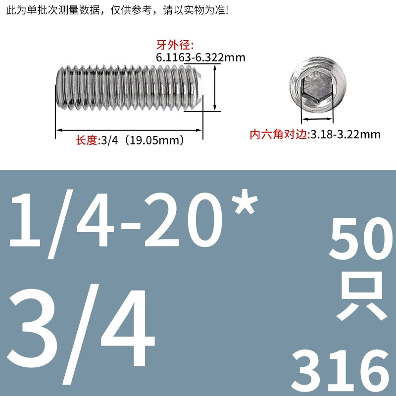 UNC/UNF Stainless Stee Set Screw Inch Headless Hex Socket Concave End Coarse/Fine Thread Screw