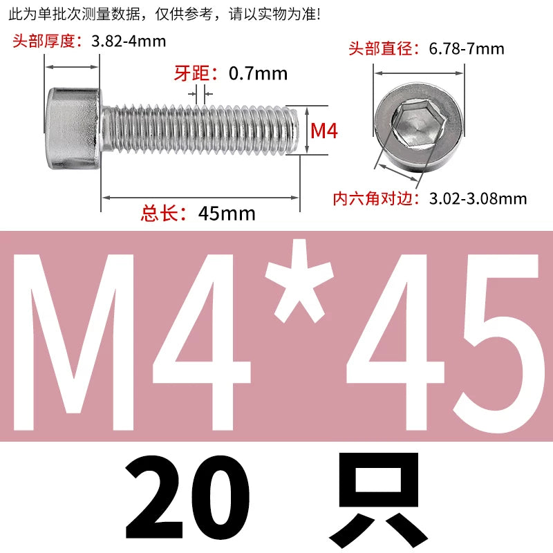 GB70.1 M2-M8 316 Stainless Steel Screw Hex Socket Cup/Cylindrical Head Fastener